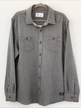 Hurley Men's L Gray Textured Button Front Overshirt Dual Pocket Surf Casual NWOT